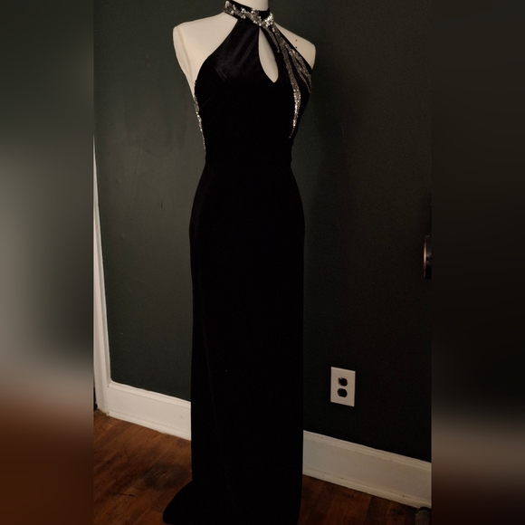Black Velvet Beaded Flames Whimsigoth Dress Prom Night Way Collection 4 - Picture 1 of 6